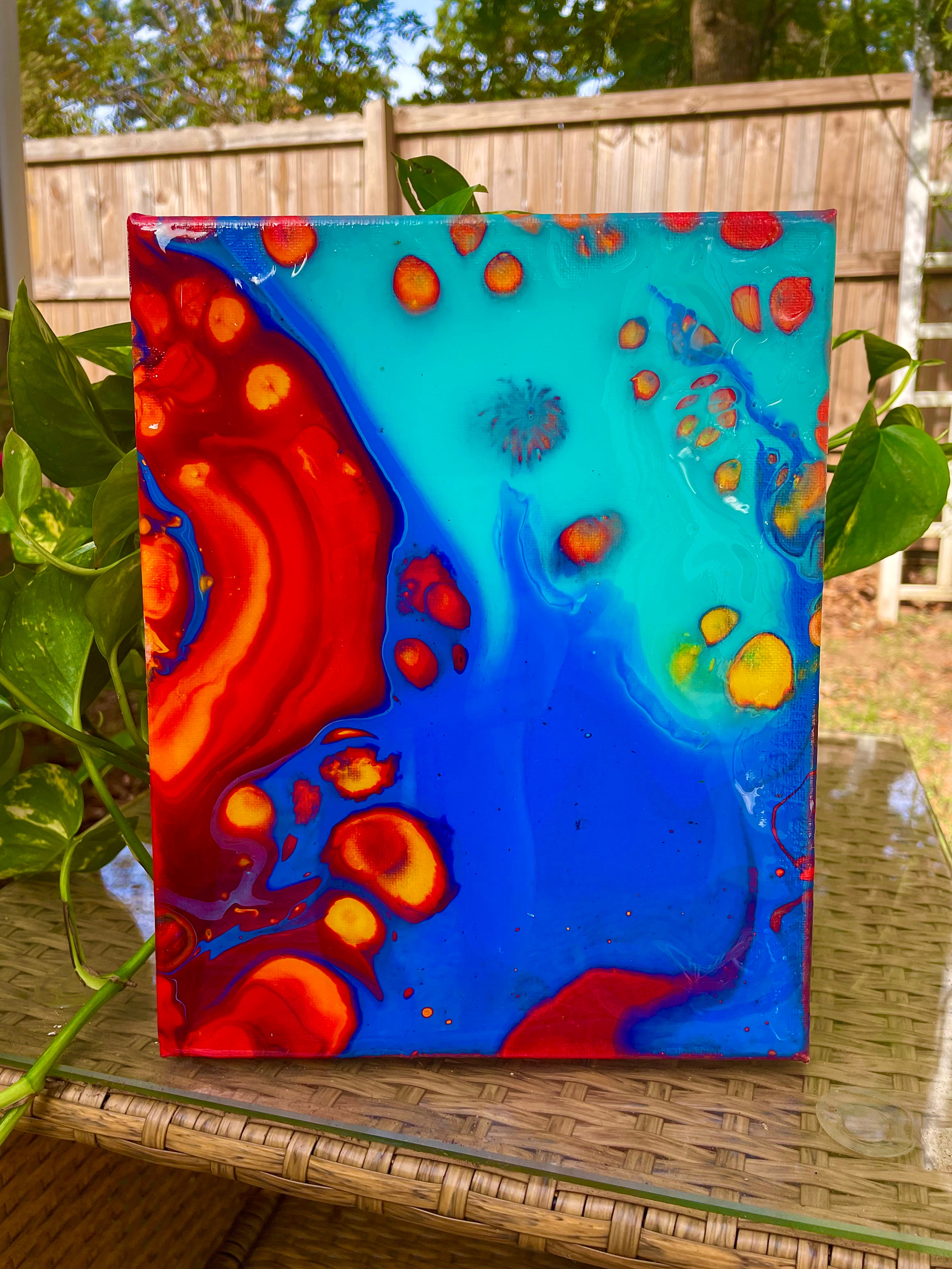 “EUPHORIA” — 8x10 Original Fluid Abstract Painting with Resin Finish