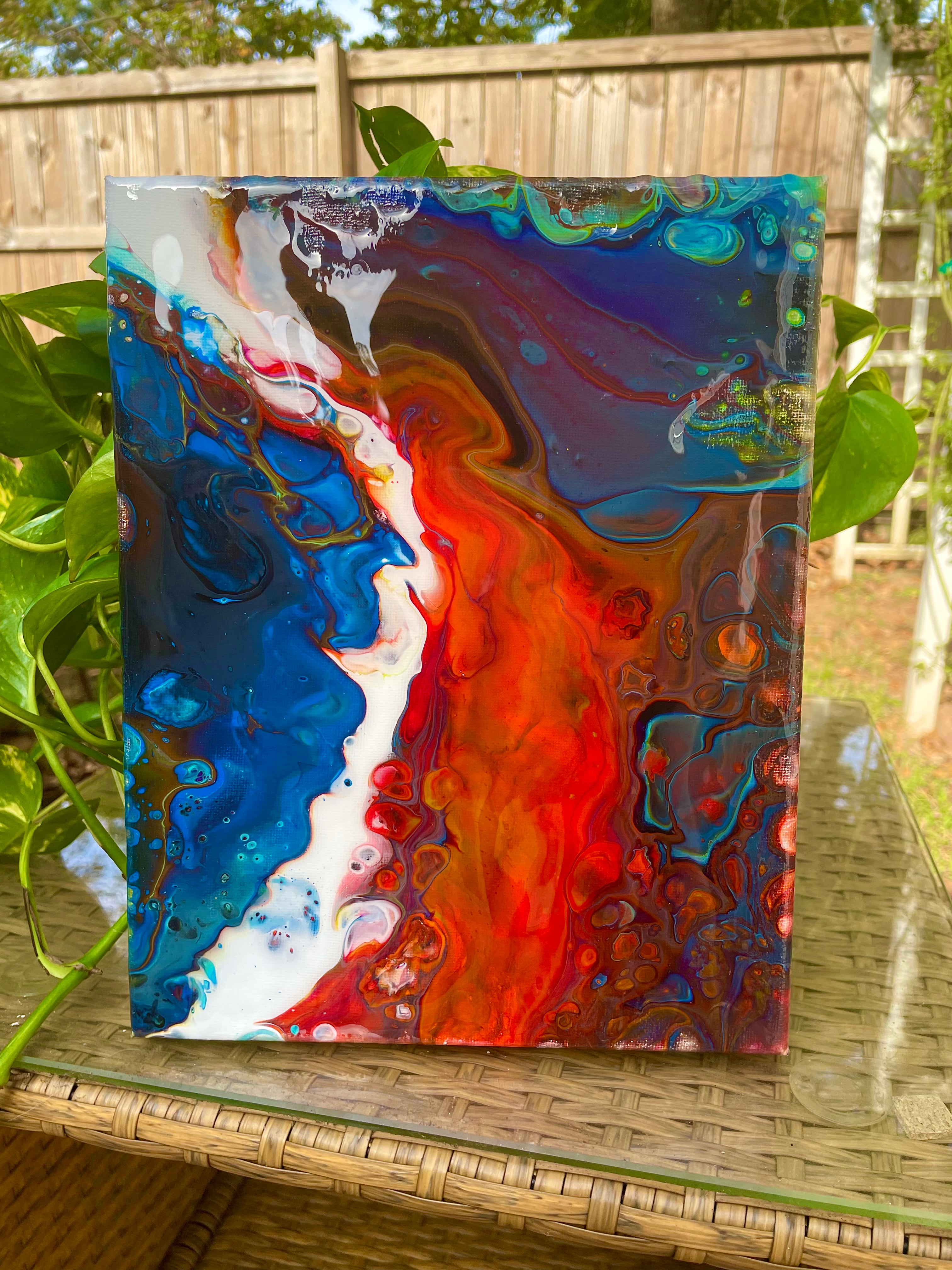 “RIFT” — 8x10 Original Fluid Abstract Painting with Resin Finish