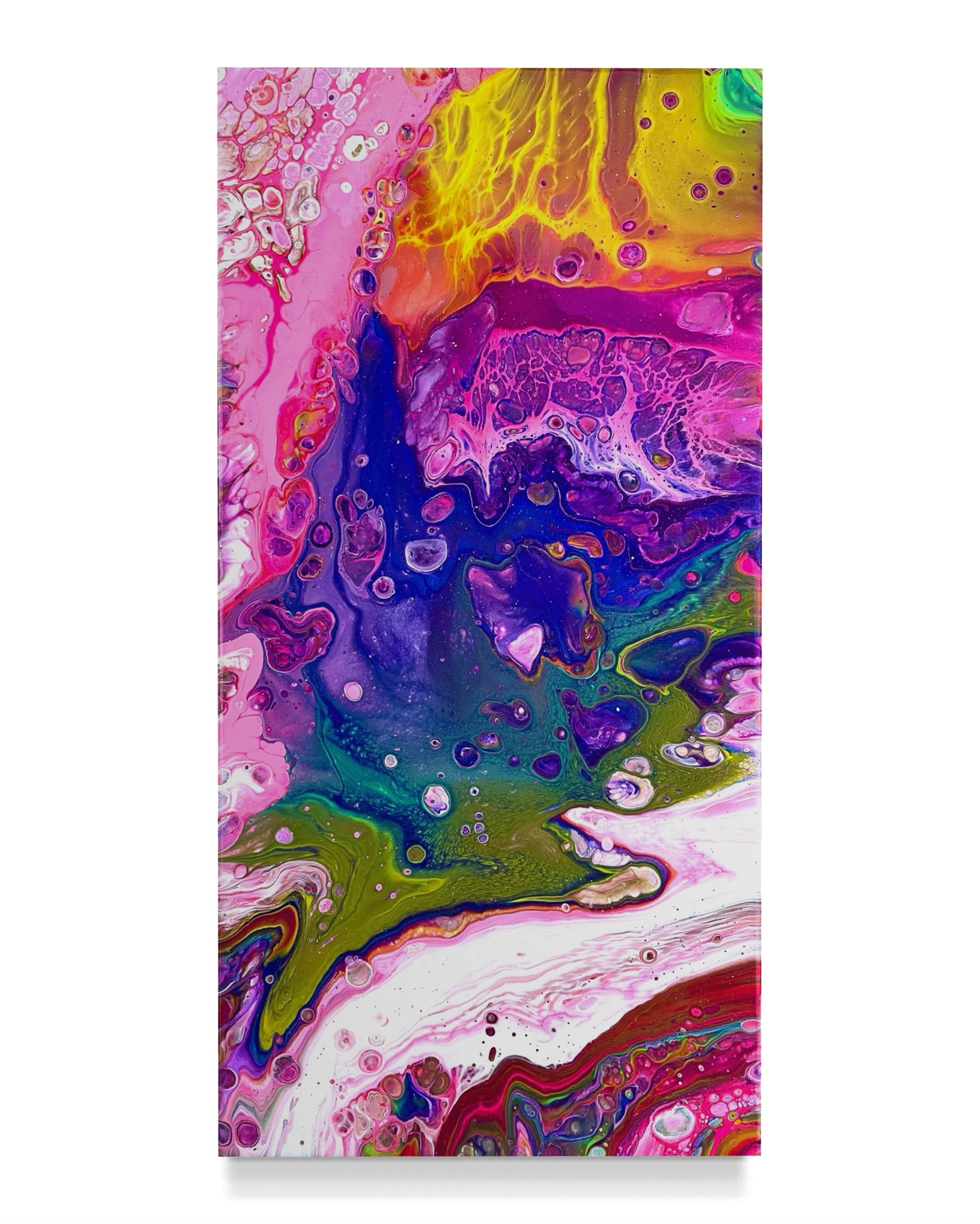 “FANTASY” — 12x24 Original Fluid Abstract Painting with Resin Finish